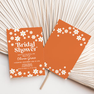 Retro Daisy Burnt Oranje Bridal Shower Invitation Kaart