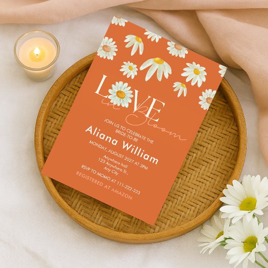 Retro Daisy Burnt Oranje Bridal Shower Invitation Kaart