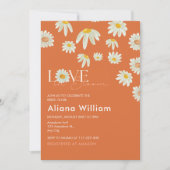 Retro Daisy Burnt Oranje Bridal Shower Invitation Kaart (Voorkant)