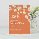 Retro Daisy Burnt Oranje Bridal Shower Invitation Kaart (Staand voorkant)
