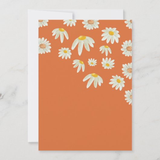 Retro Daisy Burnt Oranje Bridal Shower Invitation Kaart (Achterkant)