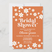 Retro Daisy Burnt Oranje Vrijgezellenfeest Kaart (Voorkant)