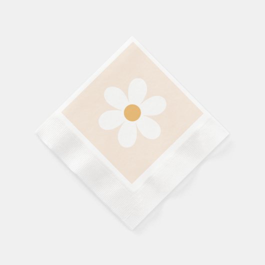 Retro daisy crème boho napkins servet (Hoek)