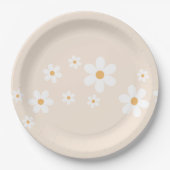 Retro Daisy crème tan Bord Floral Paper (Voorkant)