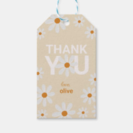 Retro Daisy Dank je wel voor tag Cadeaulabel
