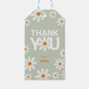 Retro Daisy Dank je wel voor tag Cadeaulabel