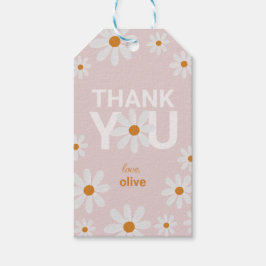 Retro Daisy Dank je wel voor tag Cadeaulabel