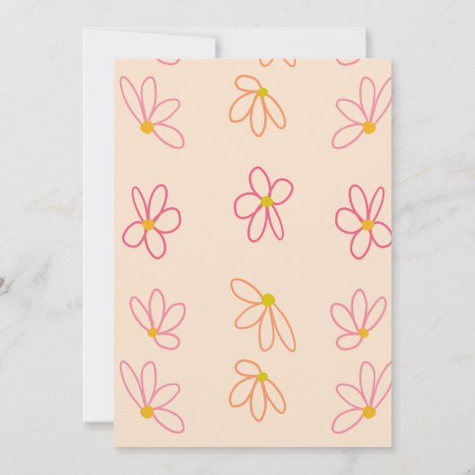 Retro Daisy Doodle Groovy Bohemian Birthday Kaart (Achterkant)