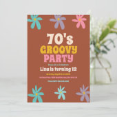 Retro Daisy Doodle Groovy Flowers Birthday Party Kaart (Staand voorkant)