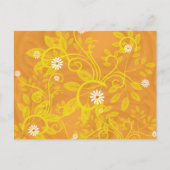 Retro Daisy en gele Filigree over Sinaasappel Briefkaart (Voorkant)