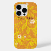 Retro Daisy en gele Filigree over Sinaasappel Case-Mate iPhone Case (Achterkant)