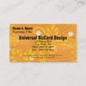 Retro Daisy en gele Filigree over Sinaasappel Visitekaartje (Voorkant)