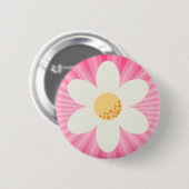 Retro Daisy en Pink Sunburst Boho Ronde Button 5,7 Cm (Voorkant /achterkant)