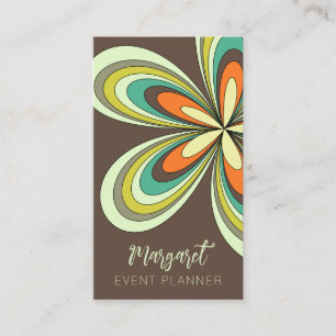Retro Daisy Event Planner Groovy 70s Hippie Flower Visitekaartje