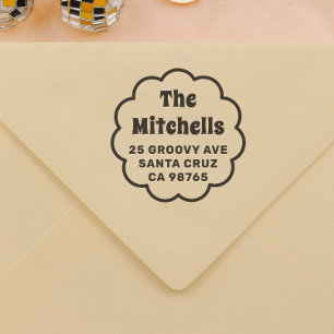 Retro Daisy Familienaam Retouradres Rubberstempel