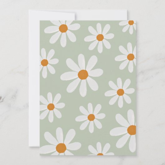 Retro Daisy First Birthday Party Kaart (Achterkant)