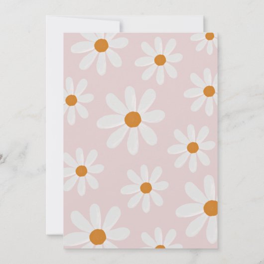 Retro Daisy First Birthday Party Kaart (Achterkant)