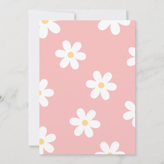 Retro Daisy First Birthday Party Kaart (Achterkant)