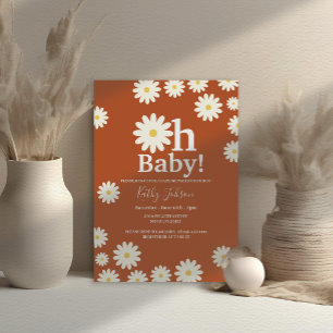 Retro Daisy Floral Bohemian Meisje Baby shower Kaart