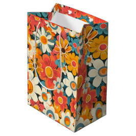 Retro Daisy Floral Gift Bag Medium Cadeauzakje