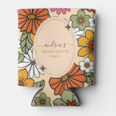 Retro Daisy Floral Hippie Groovy 70s Bachelorette Blikjeskoeler (Voorkant)