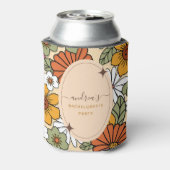 Retro Daisy Floral Hippie Groovy 70s Bachelorette Blikjeskoeler (Blikje Achterkant)