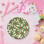Retro Daisy Floral Kerstmis Pattern Papieren Bordje (Feest)