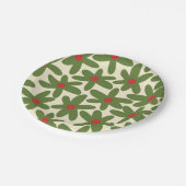 Retro Daisy Floral Kerstmis Pattern Papieren Bordje (Gekanteld)