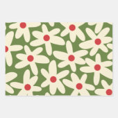 Retro Daisy Floral kerstpatronen Inpakpapier Vel (Voorkant)
