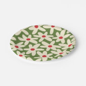 Retro Daisy Floral kerstpatroon Papieren Bordje (Gekanteld)