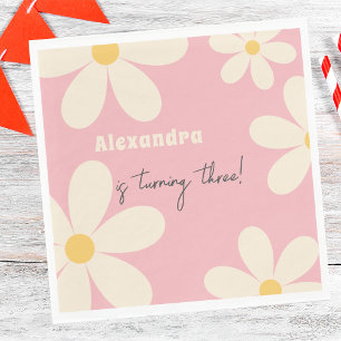 Retro Daisy floral kids verjaardag Servet