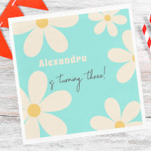 Retro Daisy floral kids verjaardag