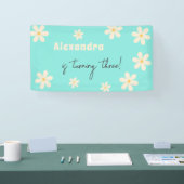 Retro Daisy floral kids verjaardag Spandoek (Beurs)
