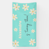 Retro Daisy floral kids verjaardag Spandoek (Verticaal)