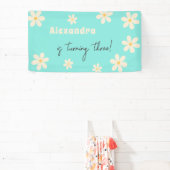 Retro Daisy floral kids verjaardag Spandoek (Insitu)