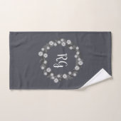 Retro Daisy Floral met Monogram Handdoeken in grij (Handdoek)