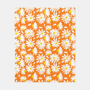 Retro daisy floral: oranje vintage. fleece deken