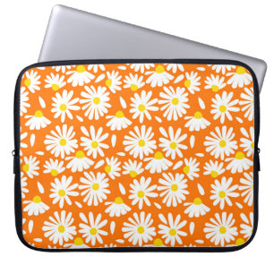 Retro daisy floral: oranje vintage. laptop sleeve
