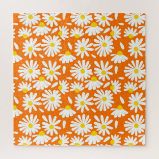Retro daisy floral: oranje vintage. legpuzzel