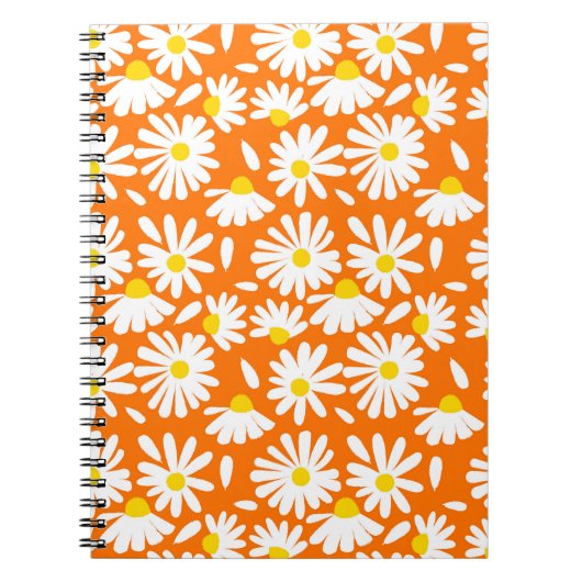 Retro daisy floral: oranje vintage. notitieboek (Voorkant)
