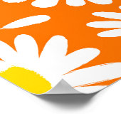 Retro daisy floral: oranje vintage. poster (Hoek)