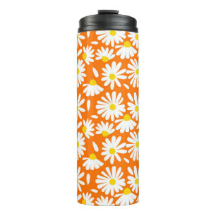 Retro daisy floral: oranje vintage. thermosbeker