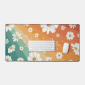 Retro Daisy Floral Rainbow Monogram Bureaumat (Keyboard & Muis)