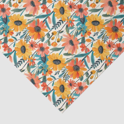 Retro Daisy Floral Tissue Paper Tissuepapier (Detail)