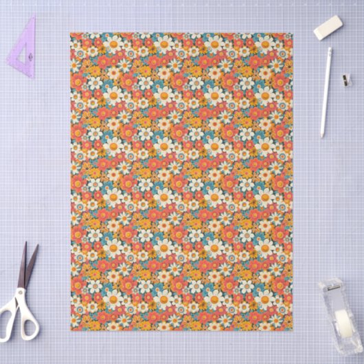Retro Daisy Floral Tissue Paper Tissuepapier (Craft)