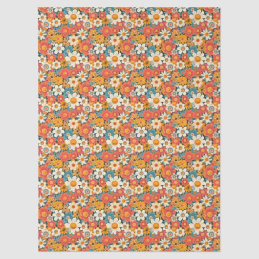 Retro Daisy Floral Tissue Paper Tissuepapier (Voorkant)