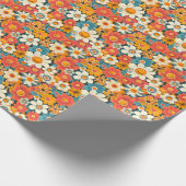 Retro Daisy Floral Wrapping Paper Cadeaupapier (Hoek)