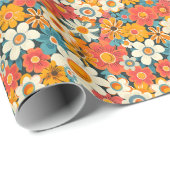 Retro Daisy Floral Wrapping Paper Cadeaupapier (Rol Hoek)