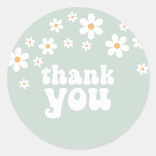 Retro Daisy florale verjaardag Ronde Sticker