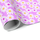 Retro Daisy Florals op roze inpakpapier (Rol Hoek)
